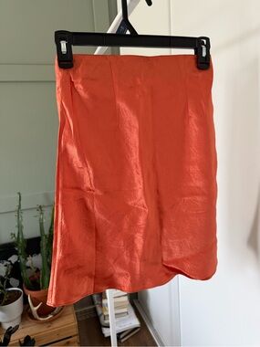Babaton Satin Mini Skirt in Vibrant Orange